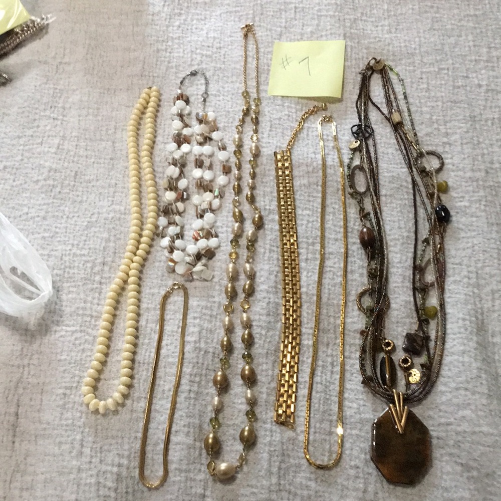 7 necklaces vintage and costume